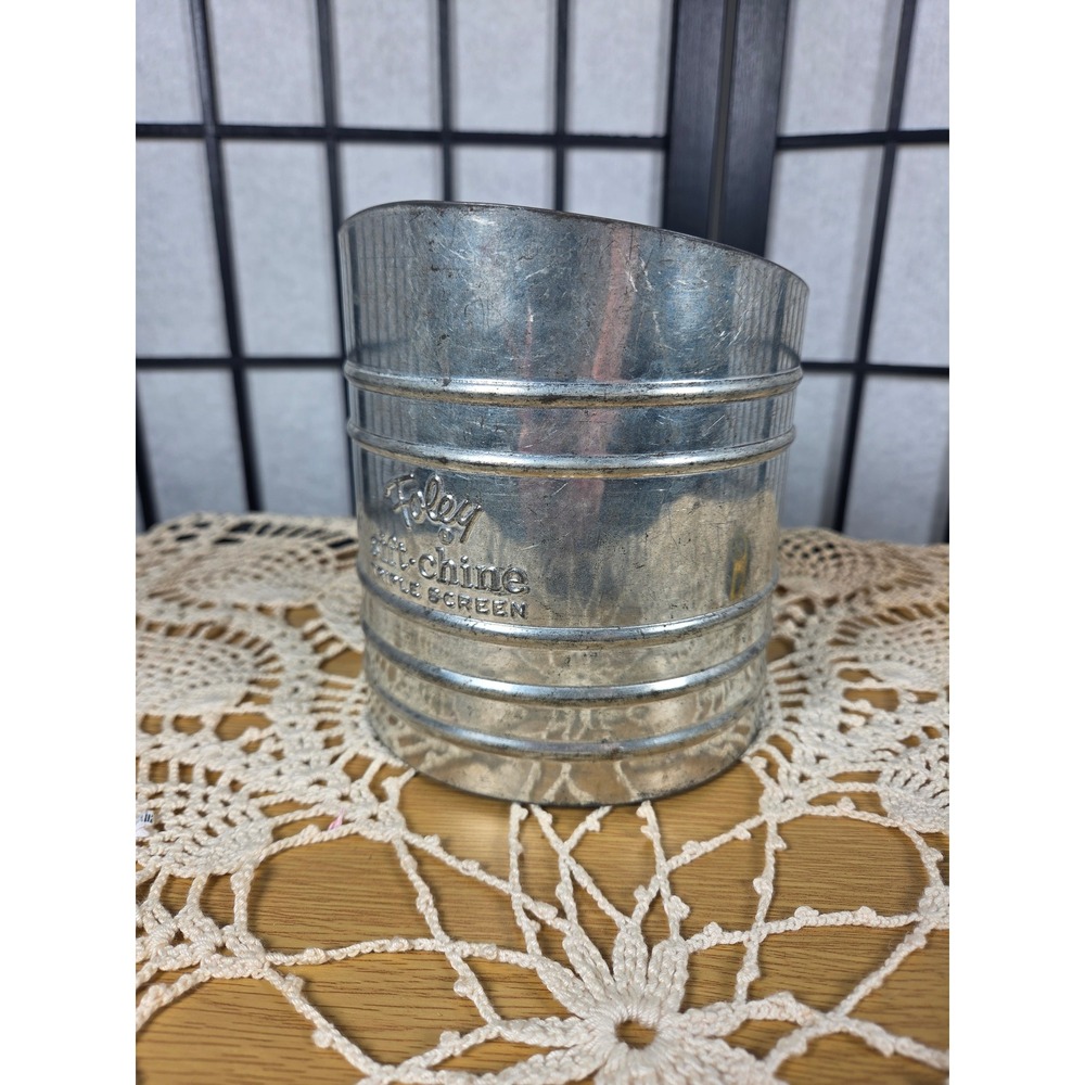 Vintage Foley Sift-Chine Triple Screen Flour Sifter Galvanized Metal Farmhouse
